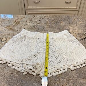 Trina Turk Cream Lace Tassel-Trim Beach Coverup Shorts. Never worn.